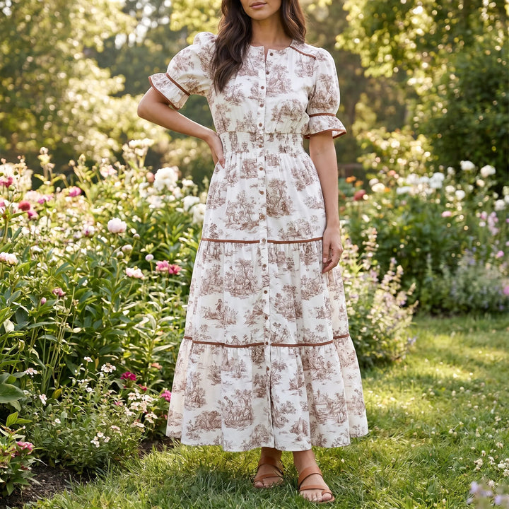 Toillenne - Smocked Waist Tiered Maxi Dress