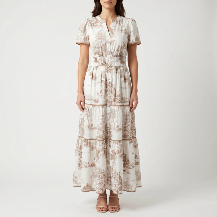Toillenne - Smocked Waist Tiered Maxi Dress