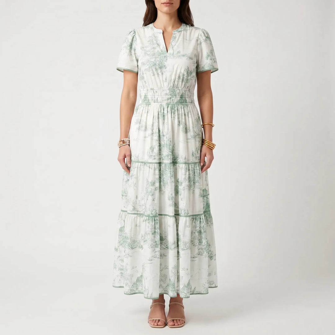 Toillenne - Smocked Waist Tiered Maxi Dress