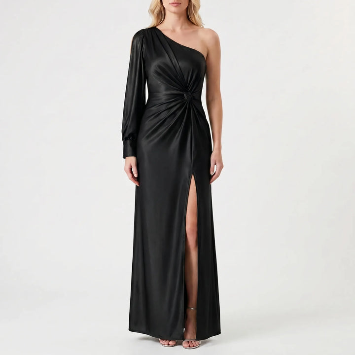 Velourna - One-Shoulder Satin Maxi Dress