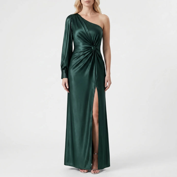 Velourna - One-Shoulder Satin Maxi Dress