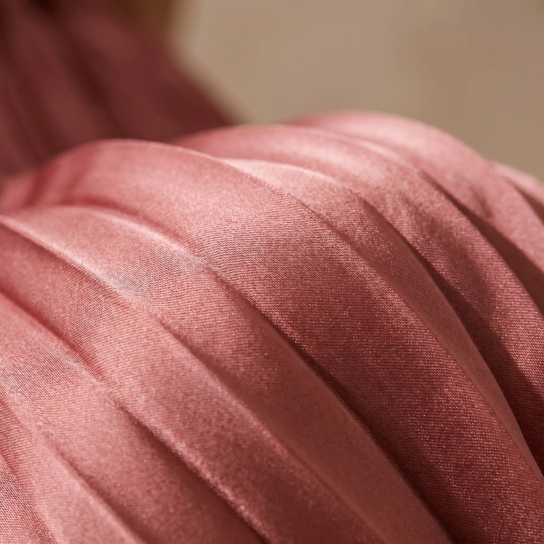 Velvara - Pleated V-Neck Midi Occasion Dress