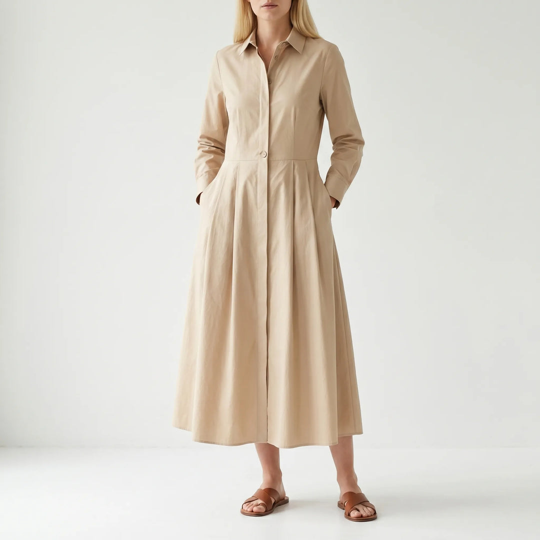 Verlaine - Collared Long-Line Midi Dress