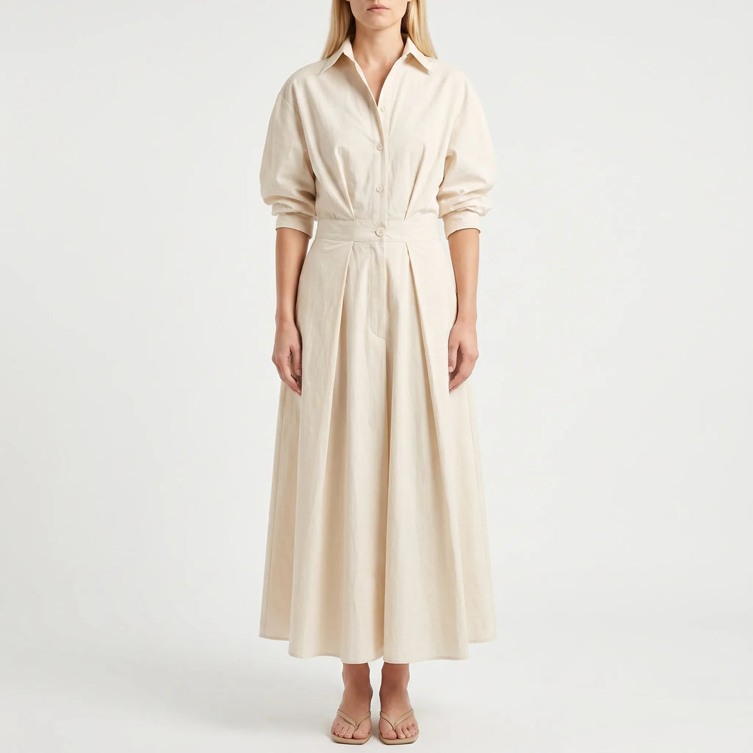 Verlaine - Collared Long-Line Midi Dress