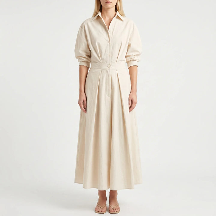 Verlaine - Collared Long-Line Midi Dress