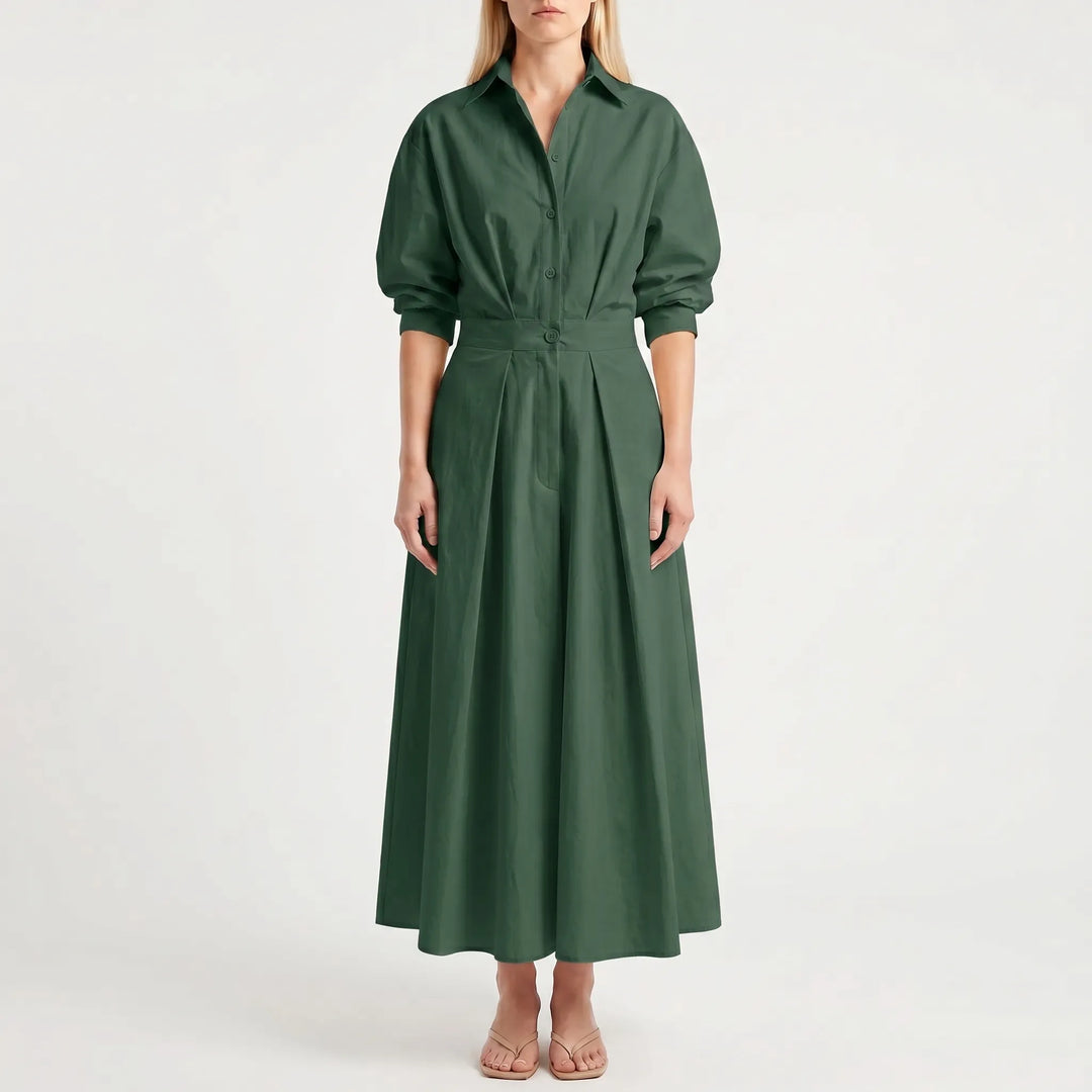 Verlaine - Collared Long-Line Midi Dress