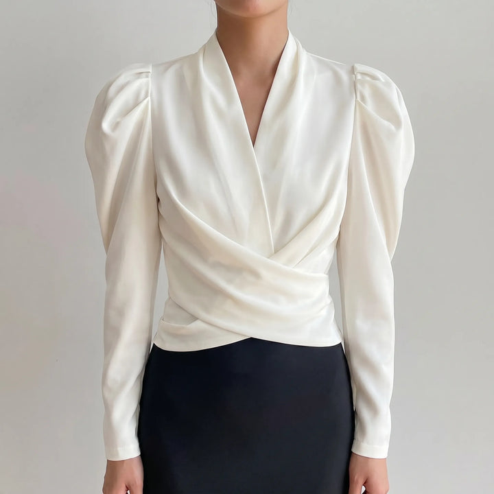 Vespera - Long-Sleeved Wrap Blouse