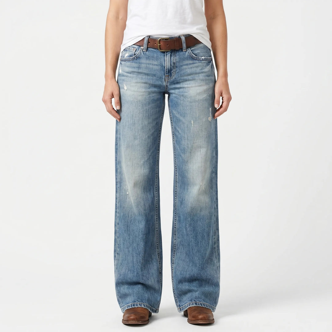 VintaFlow - Wide Leg Distressed Trousers