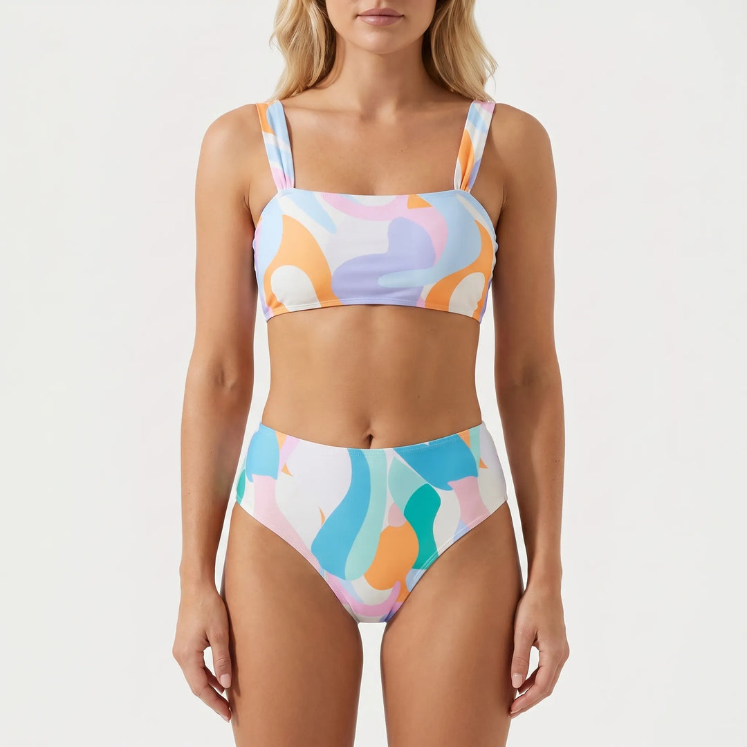 Wavella - Abstract Print Two-Piece Bikini Set