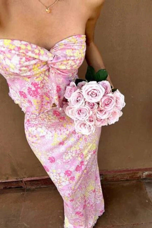Women’s Two-Piece Floral Set with Matching Top and Bottom