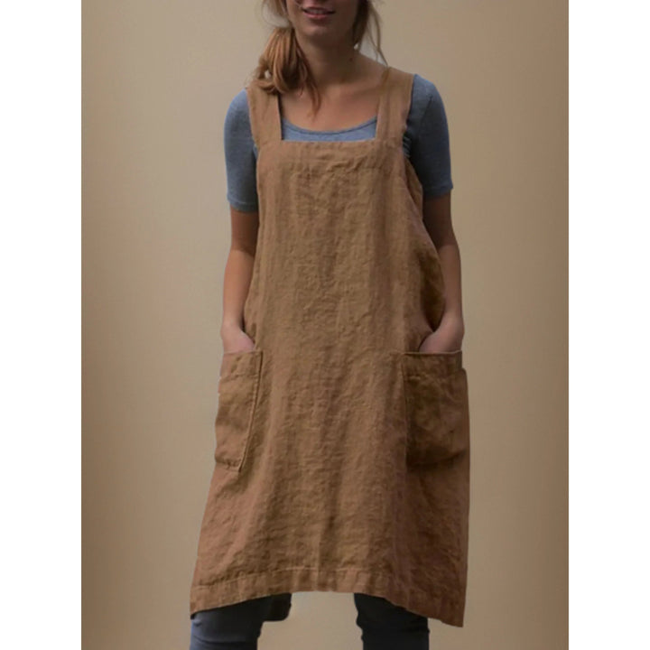 Women’s Apron with Cross-Back Design and Multiple Pockets