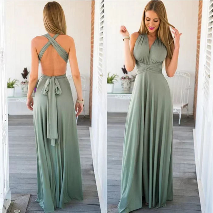 Women’s maxi Dress with Adjustable Straps and Pleated Waist