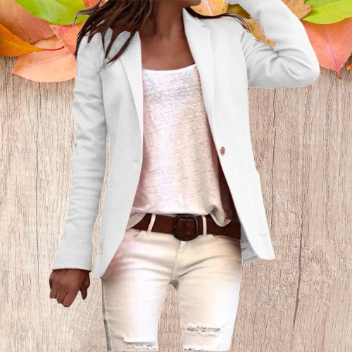 Women’s Slim-Fit Blazer with Notched Lapel and Button Closure
