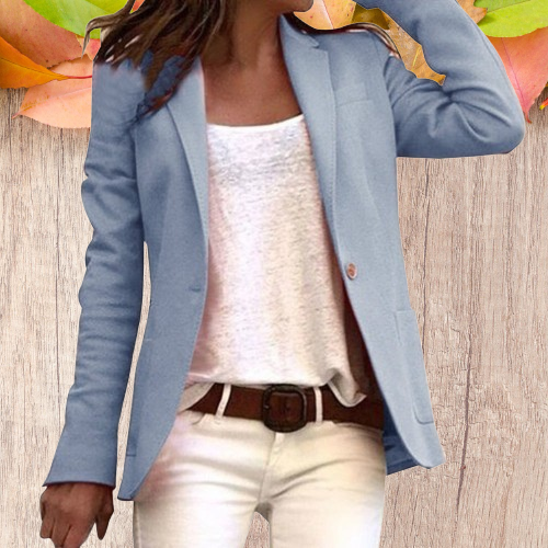 Women’s Slim-Fit Blazer with Notched Lapel and Button Closure