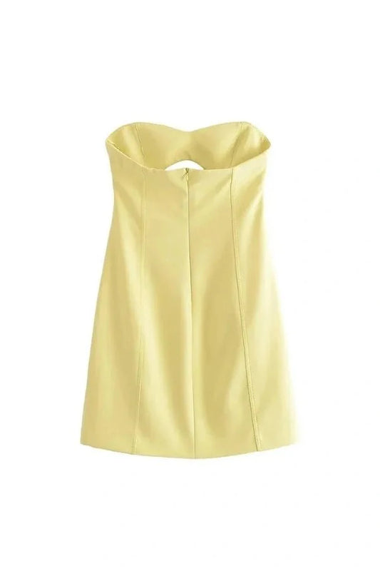 Women’s Strapless Mini Dress with Cutout Detail and A-line Skirt