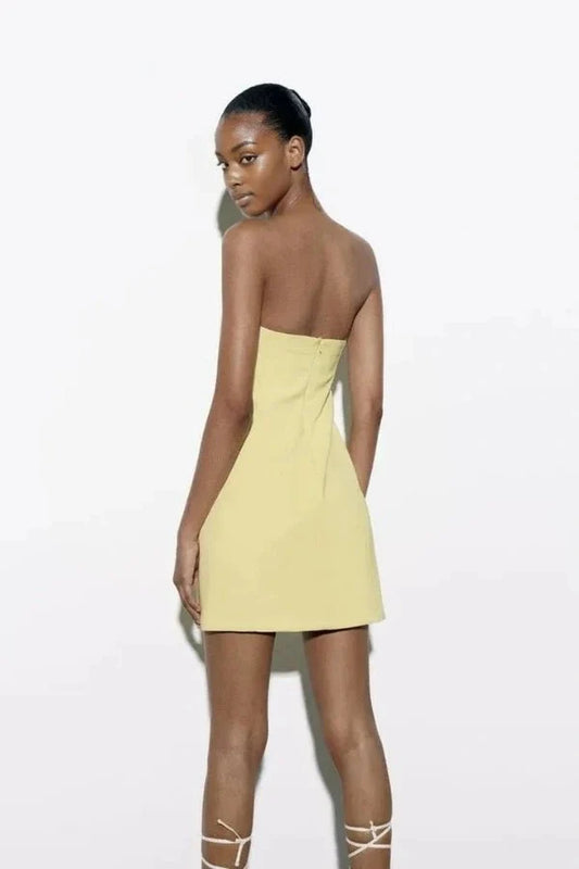 Women’s Strapless Mini Dress with Cutout Detail and A-line Skirt