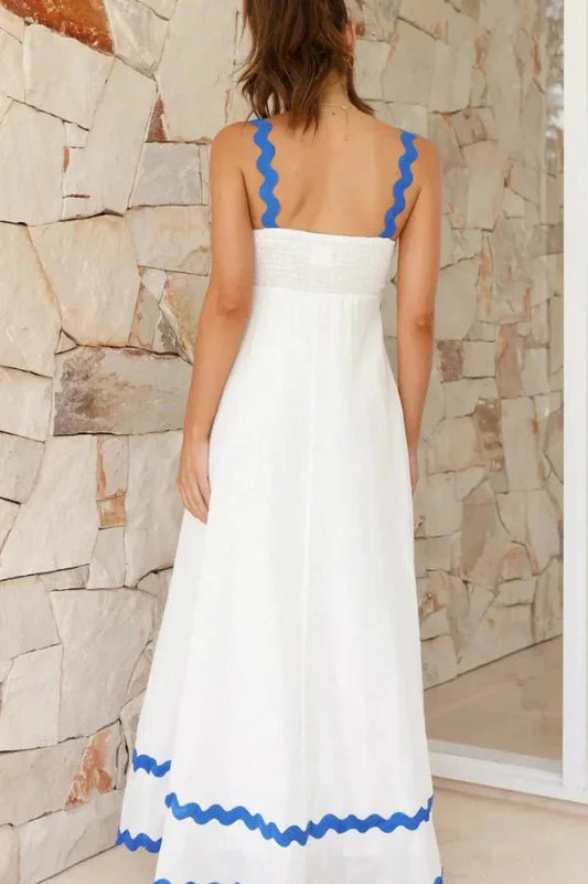 Women’s Maxi Dress with Scalloped Trim and Tiered Hem