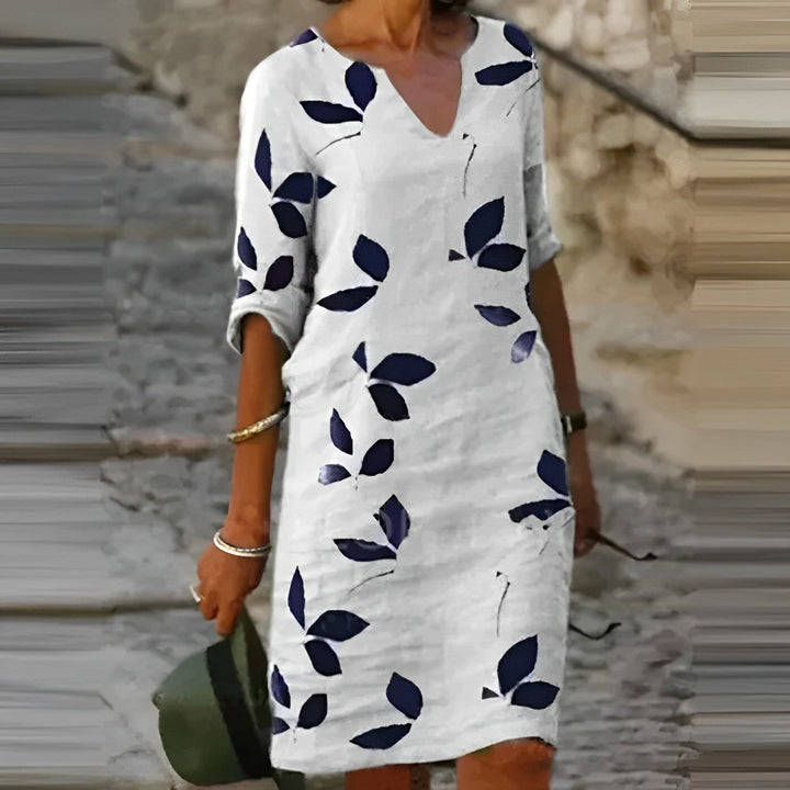 Women’s Vintage Summer Mini Dress with Short Sleeves and V-Neck