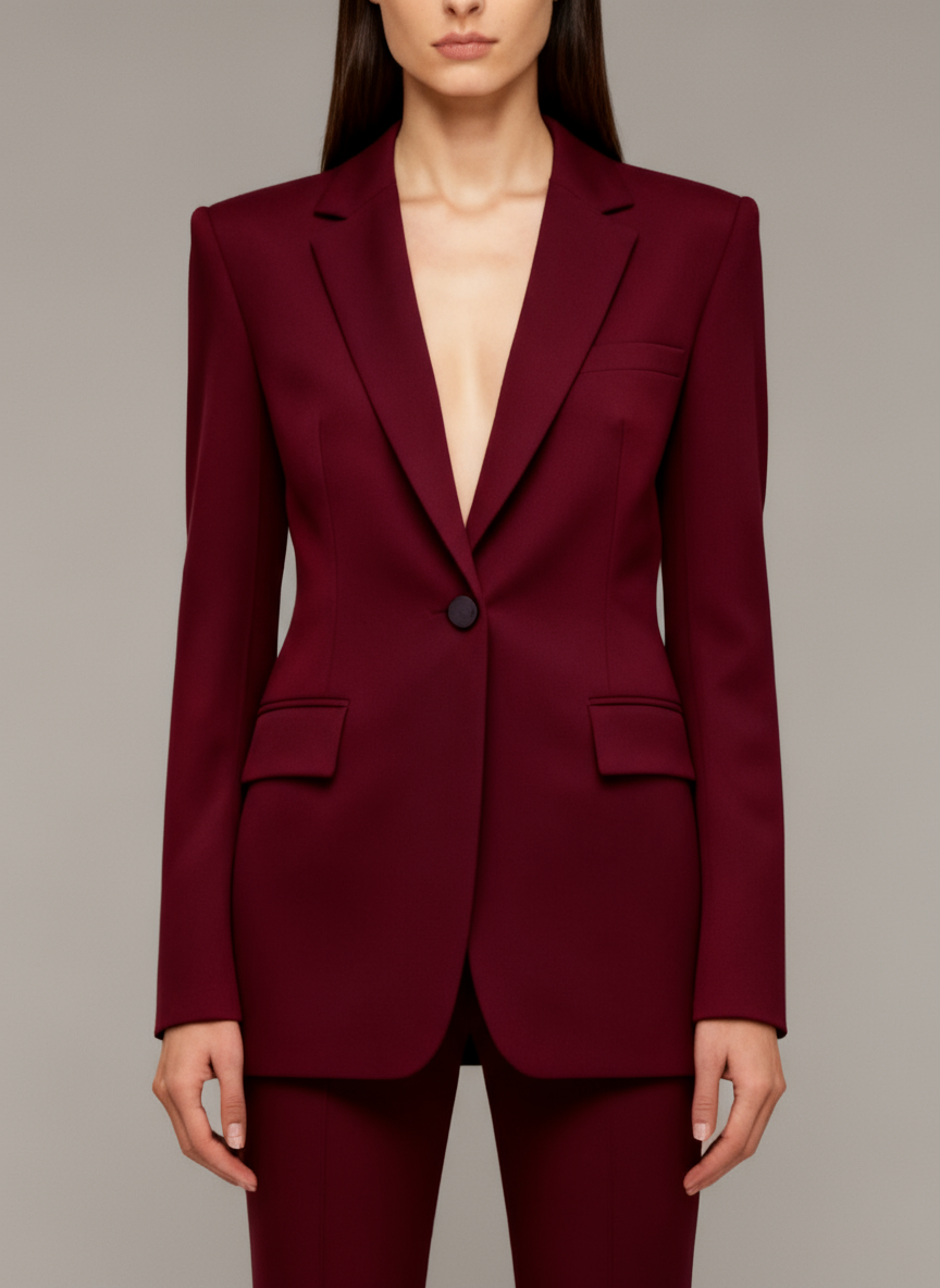 Women’s Tailored Suit with Sculpted Blazer and Flared Trousers