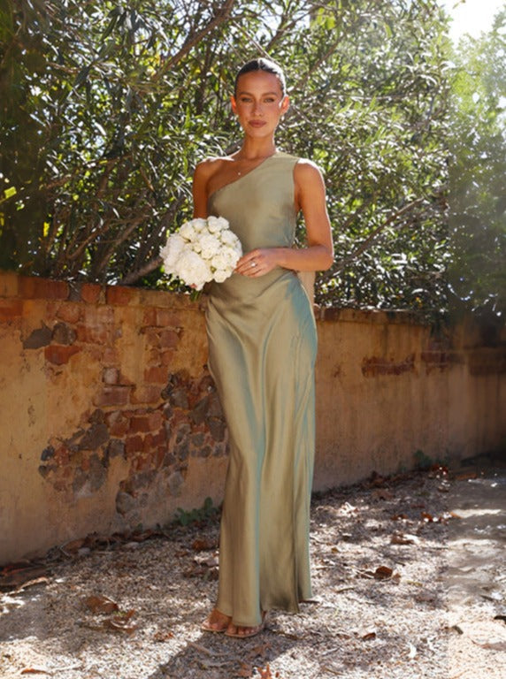 Women’s Asymmetrical Slit Dress with Fitted Cut and Stretch