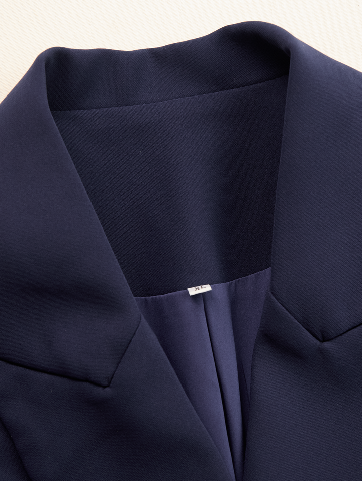 Women’s Blazer Midi Dress with Lapel and Button Closure