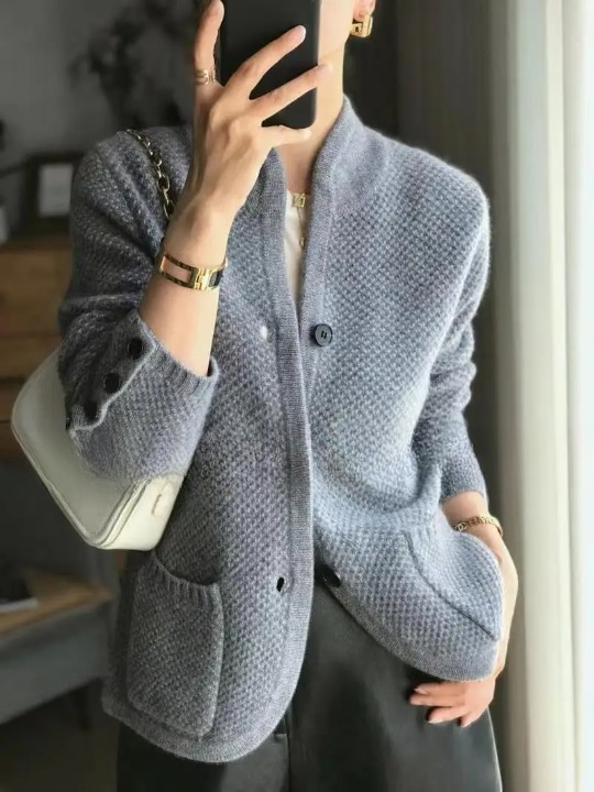 Women’s Cardigan with Button Closure and Long Sleeves