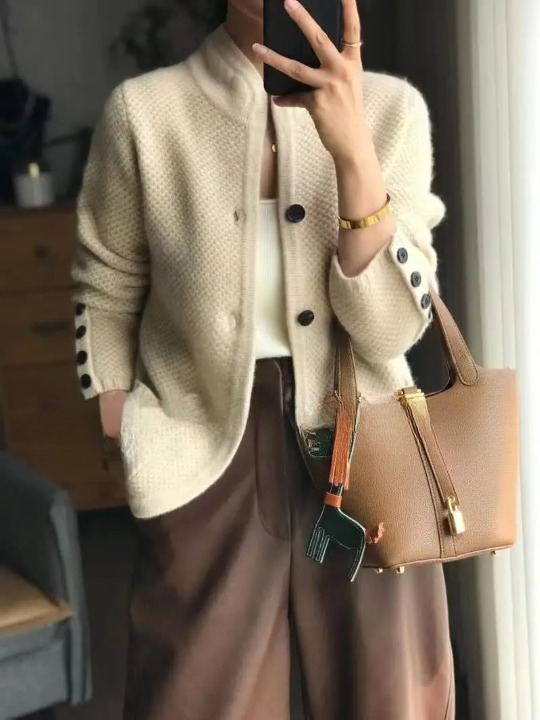 Women’s Cardigan with Button Closure and Long Sleeves