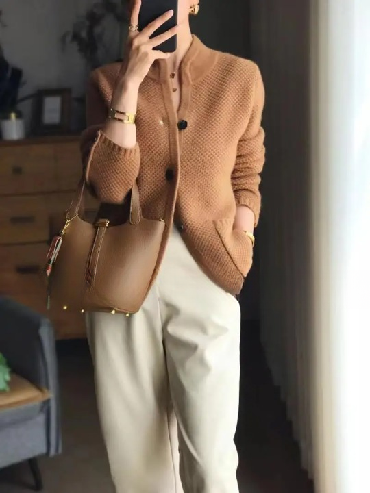 Women’s Cardigan with Button Closure and Long Sleeves