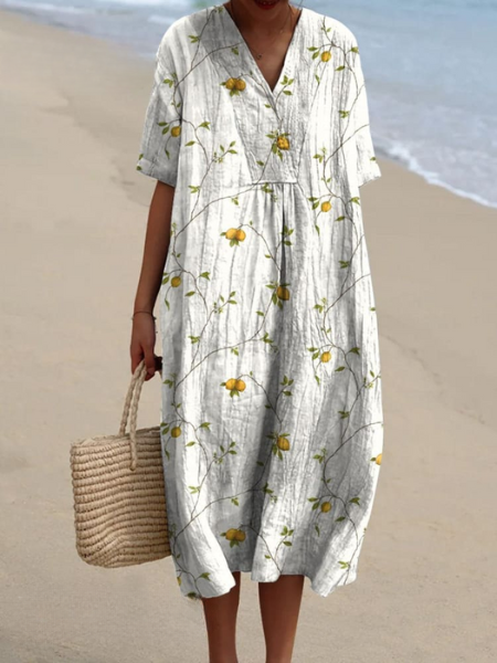Women’s Dress with V‑Neckline and Floral Print