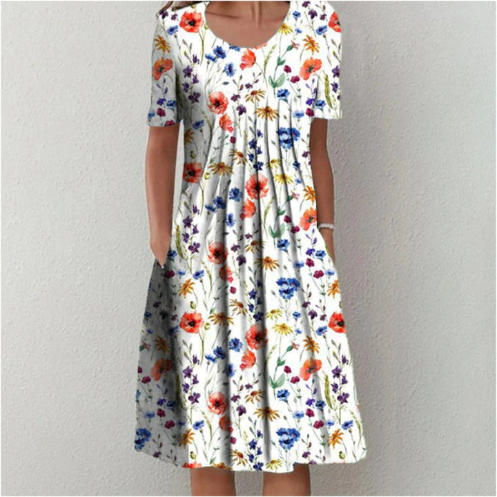 Women’s Dress with V‑Neckline and Waist Seam
