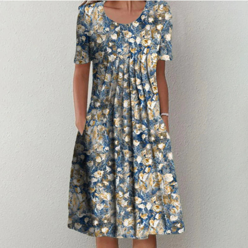 Women’s Dress with V‑Neckline and Waist Seam