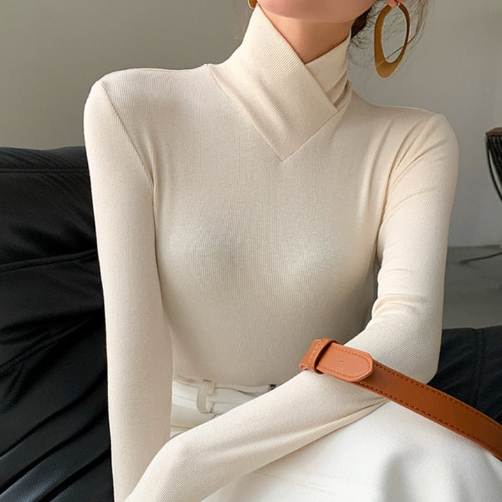 Womens Jumper with Turtleneck and Long Sleeves