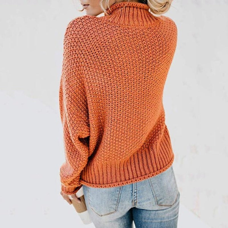 Women’s Knit Pullover Jumper with Turtleneck and Full Sleeves