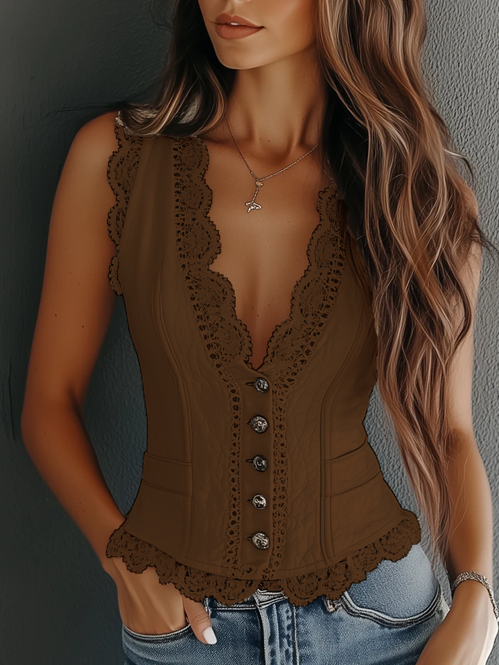 Women’s Lace Vest with Button Closure
