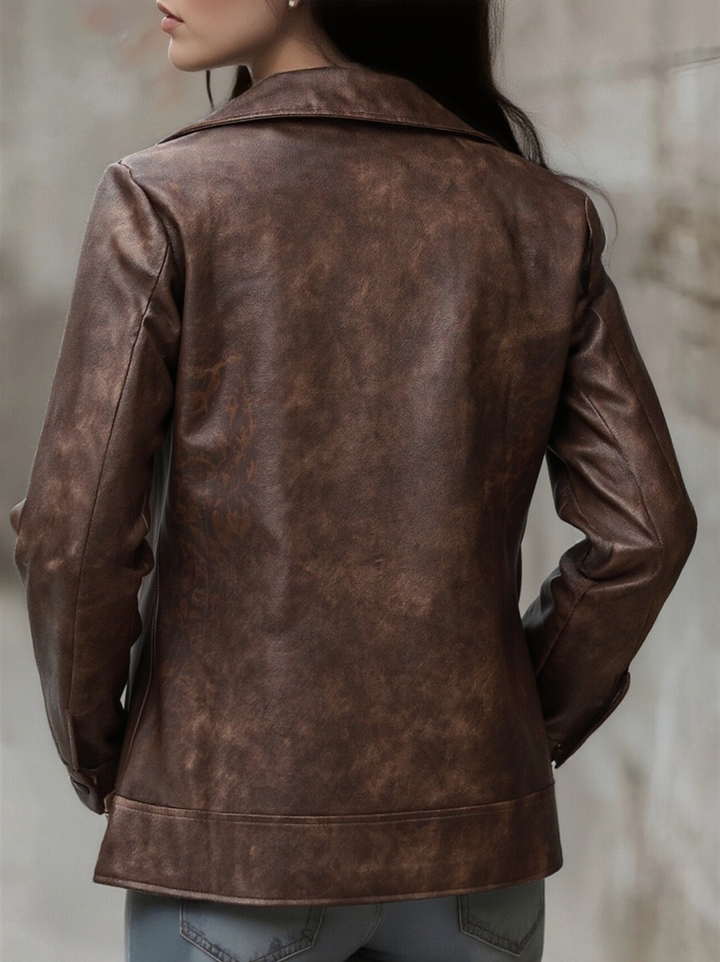 Women’s Lapel Vintage Jacket with Structured Lapel and Button Closure