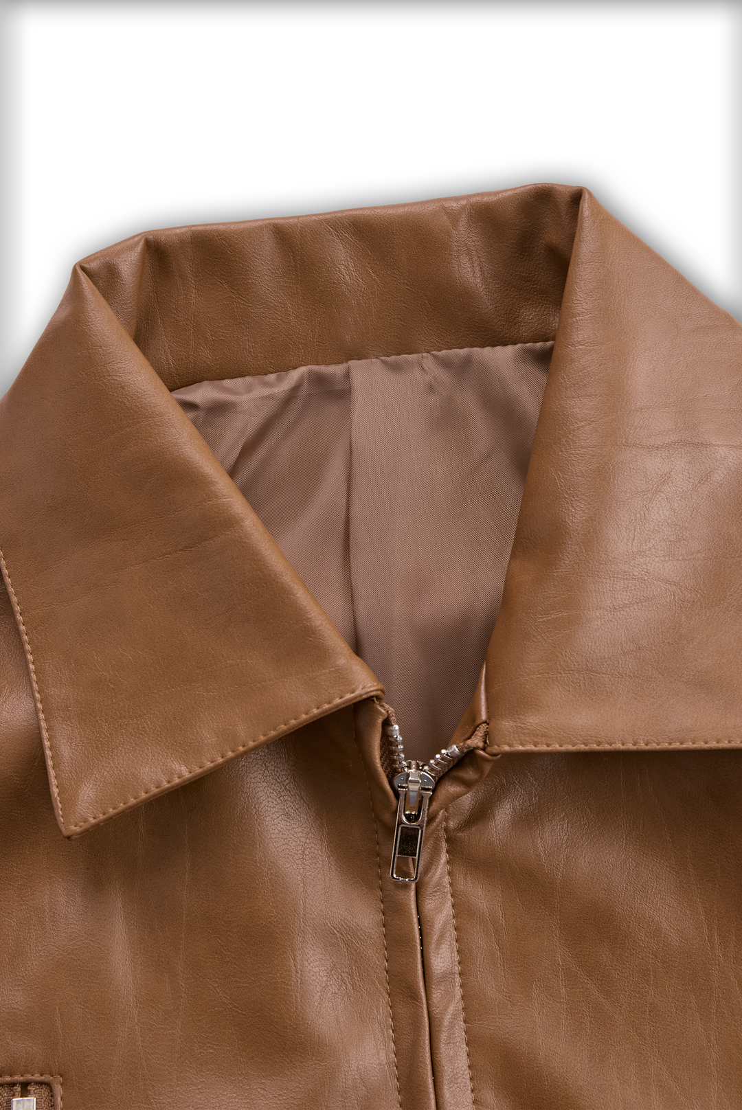 Women’s Lapel Zipper Faux Jacket with Zipper Closure