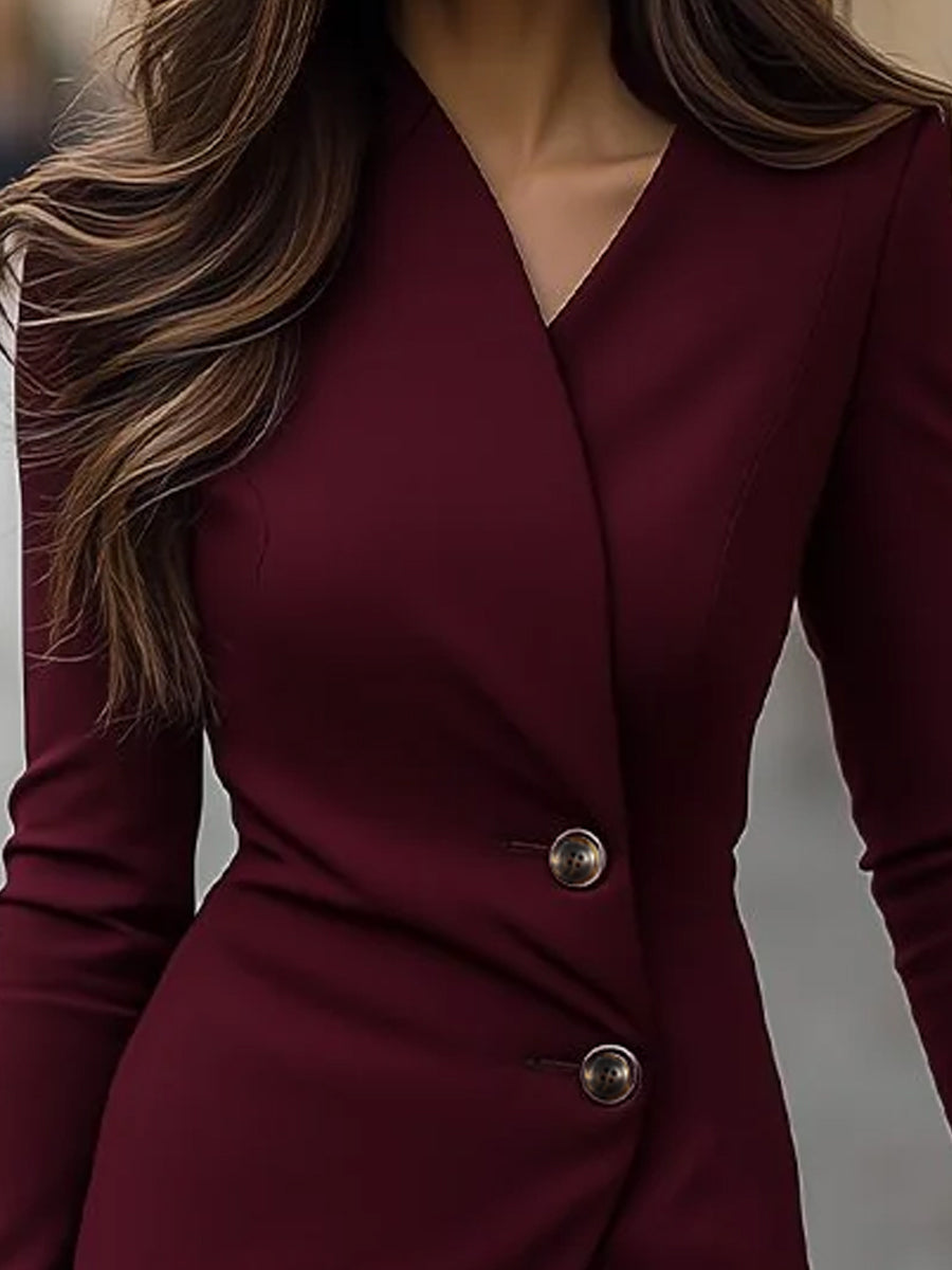 Women’s Midi Dress with Wrap Style and Button Details