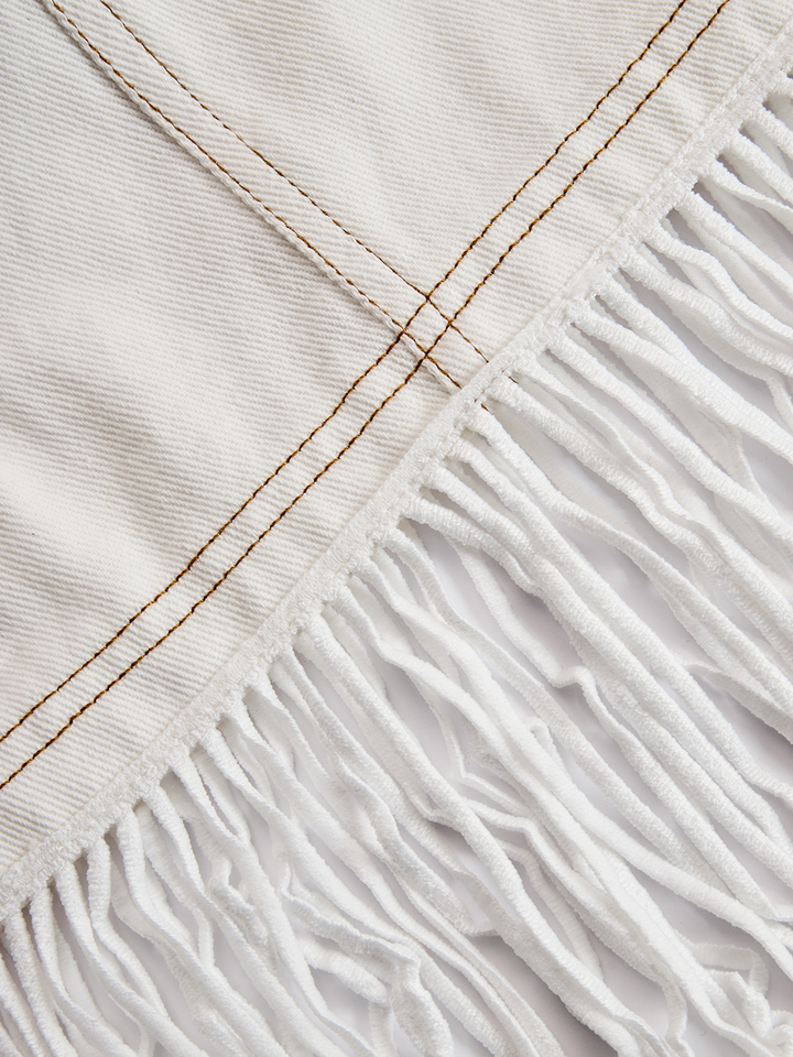 Women’s Mini Dress with Tassel Splicing and Relaxed Fit