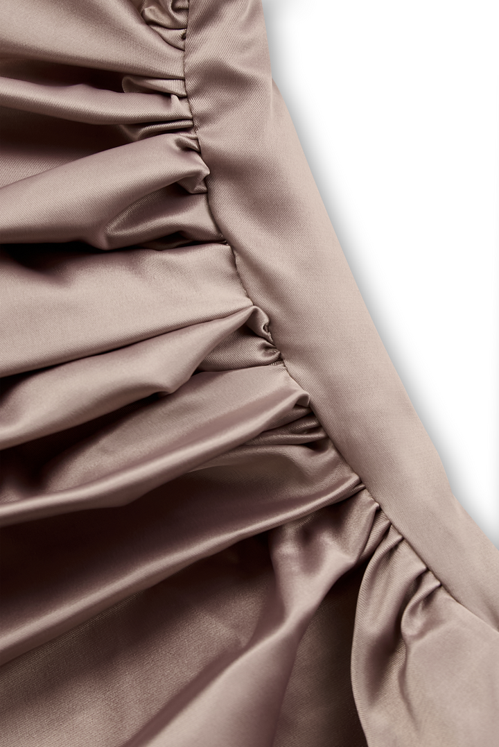 Women's Satin One-Shoulder Gown maxi Dress with Asymmetrical Design