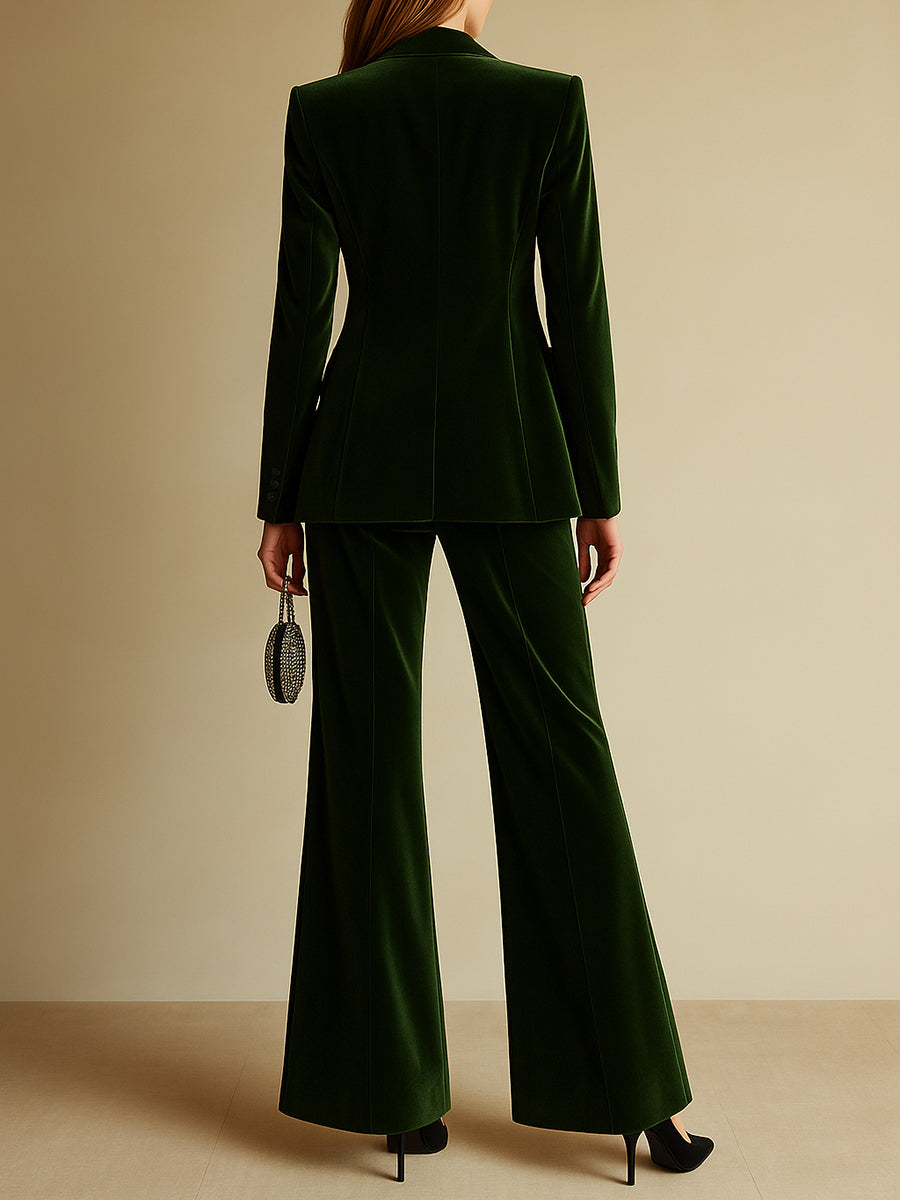 Womens Suit with Flared Pants and Pockets