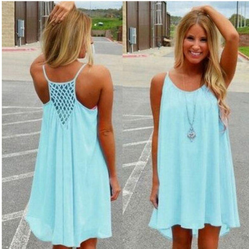 Women’s Summer Beach Mini Dress with Spaghetti Straps