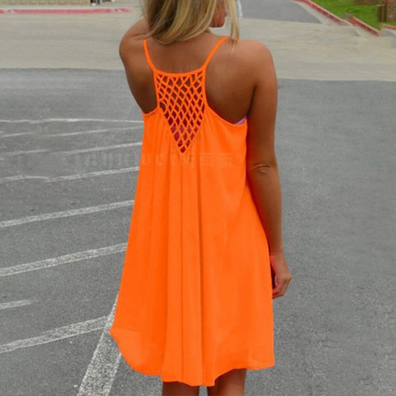 Women’s Summer Beach Mini Dress with Spaghetti Straps