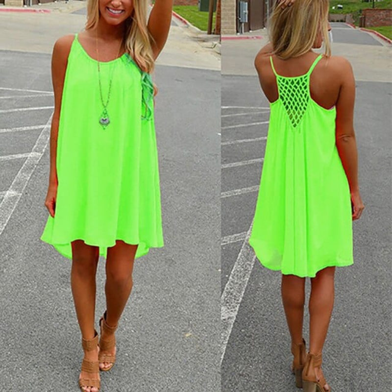 Women’s Summer Beach Mini Dress with Spaghetti Straps