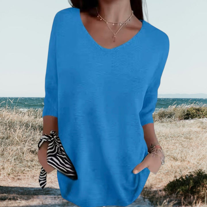Women’s Summer Blouse with V-Neck and Relaxed Fit
