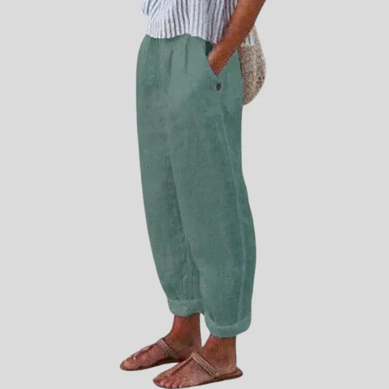 Women’s Trousers with Side Pockets and Button Closure
