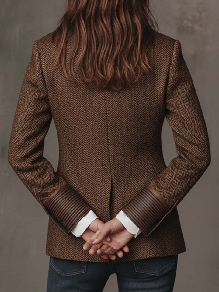 Women’s Tweed Blazer with Printed Panels and Trim