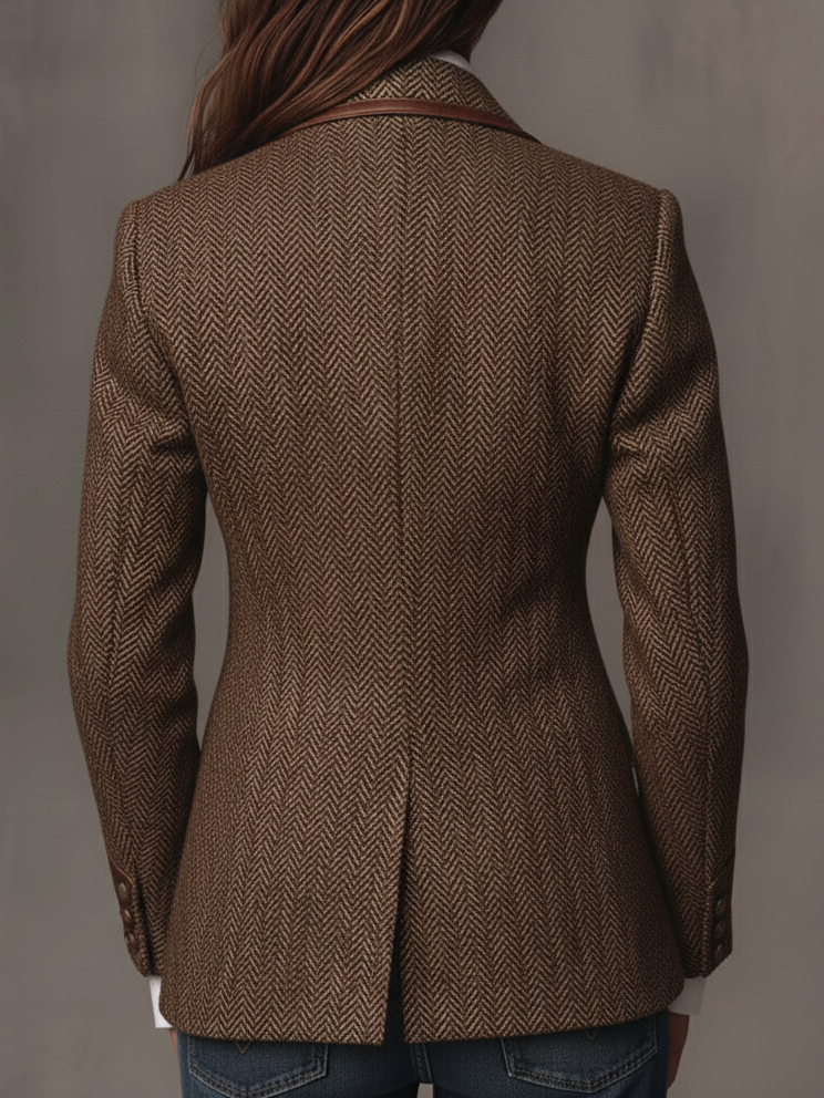 Women’s Tweed Blazer with Printed Panels and Trim