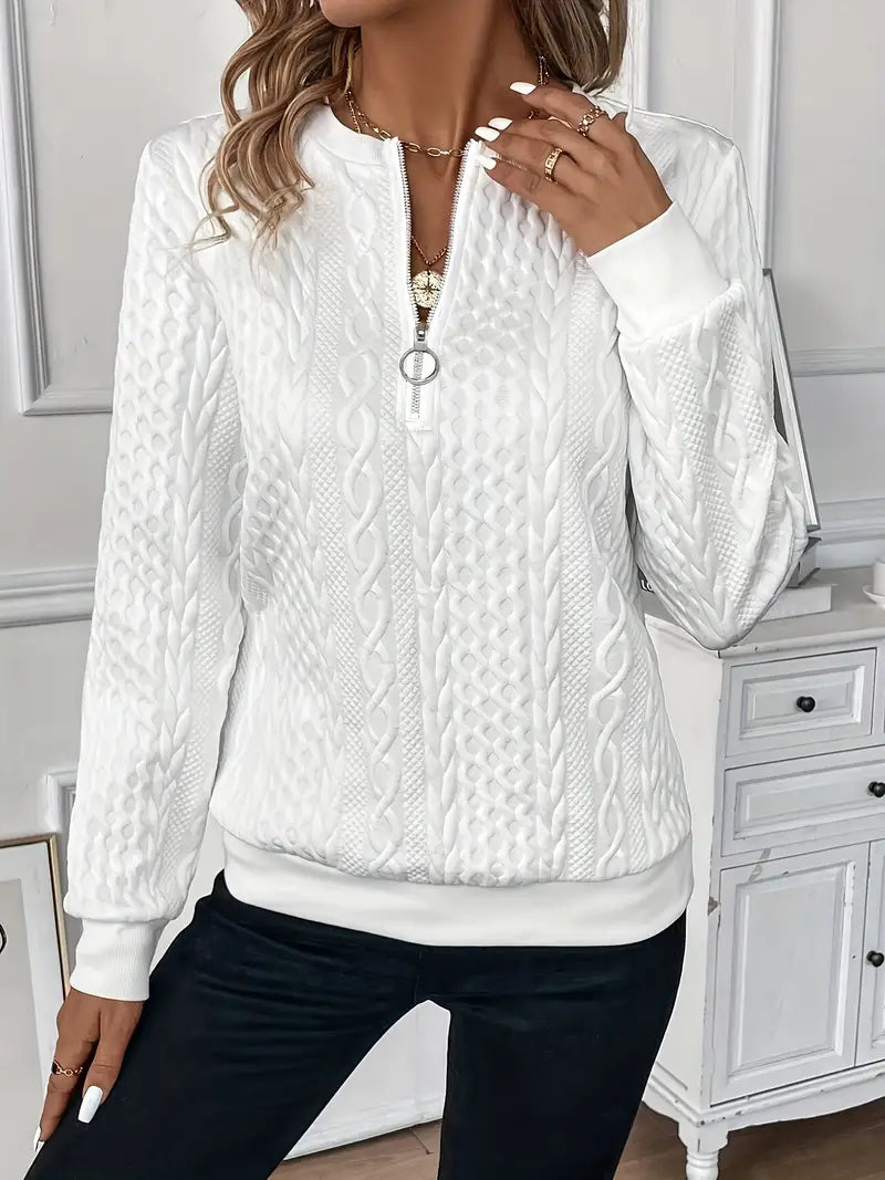Women’s Zip-Up Jumper with Long Sleeves and Front Zip
