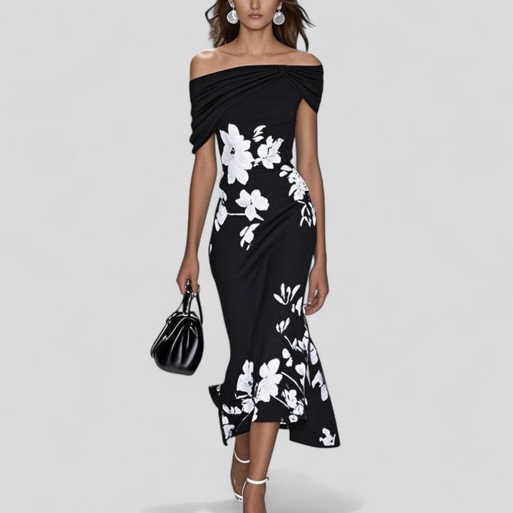 Women’s Midi Dress with Statement Print and Relaxed Silhouette