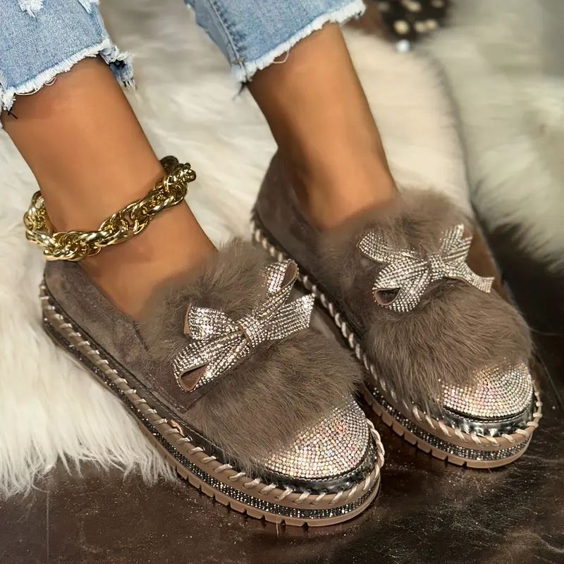 Delilah | Women's Crystal Bow Slip-On Loafers